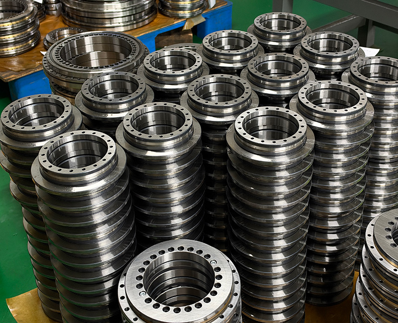 Rotary table bearings prepared for shipment at the BY Bearings facility